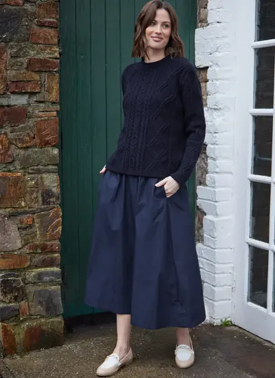 Emily Lambswool Aran Crew Neck Sweater